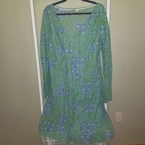 FAT FACE Floral Tie Dress UK18/US14 Green/Blue/White